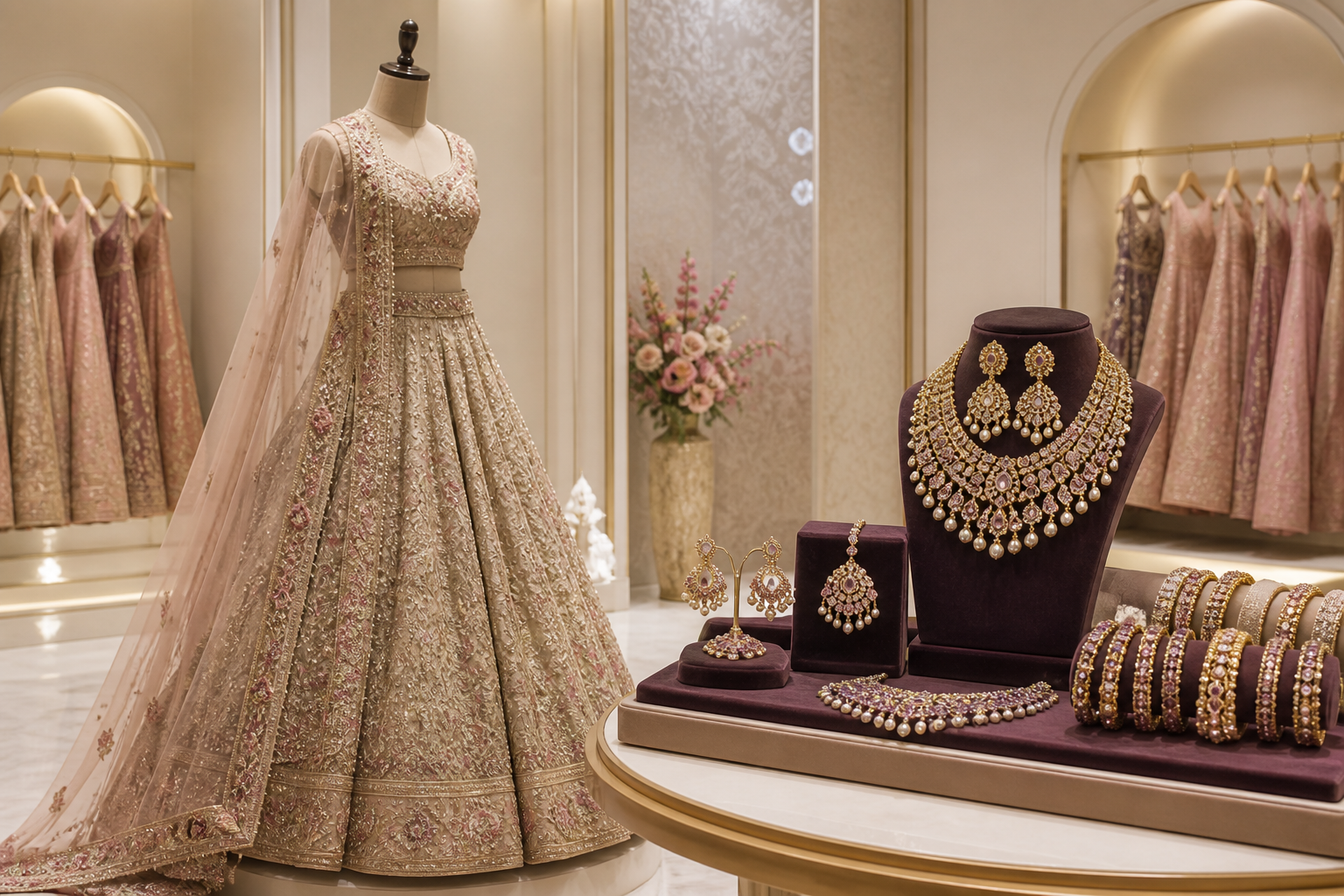 Bridal lehenga and jewellery collection